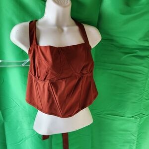 Avanova Women's Sexy Bustier Crop Top Strappy Tie up Shoulder Sleeveless